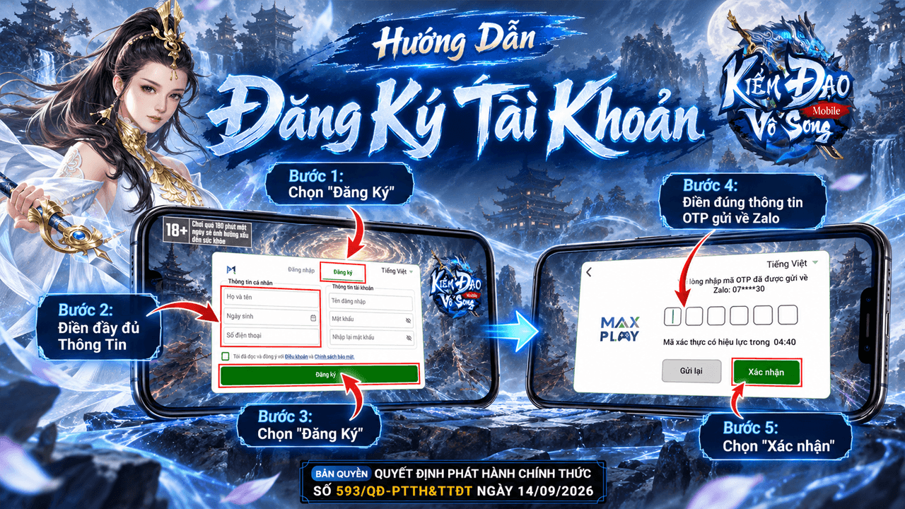 ĐĂNG KÝ TÀI KHOẢN TẠI KIẾM ĐẠO VÔ SONG MOBILE